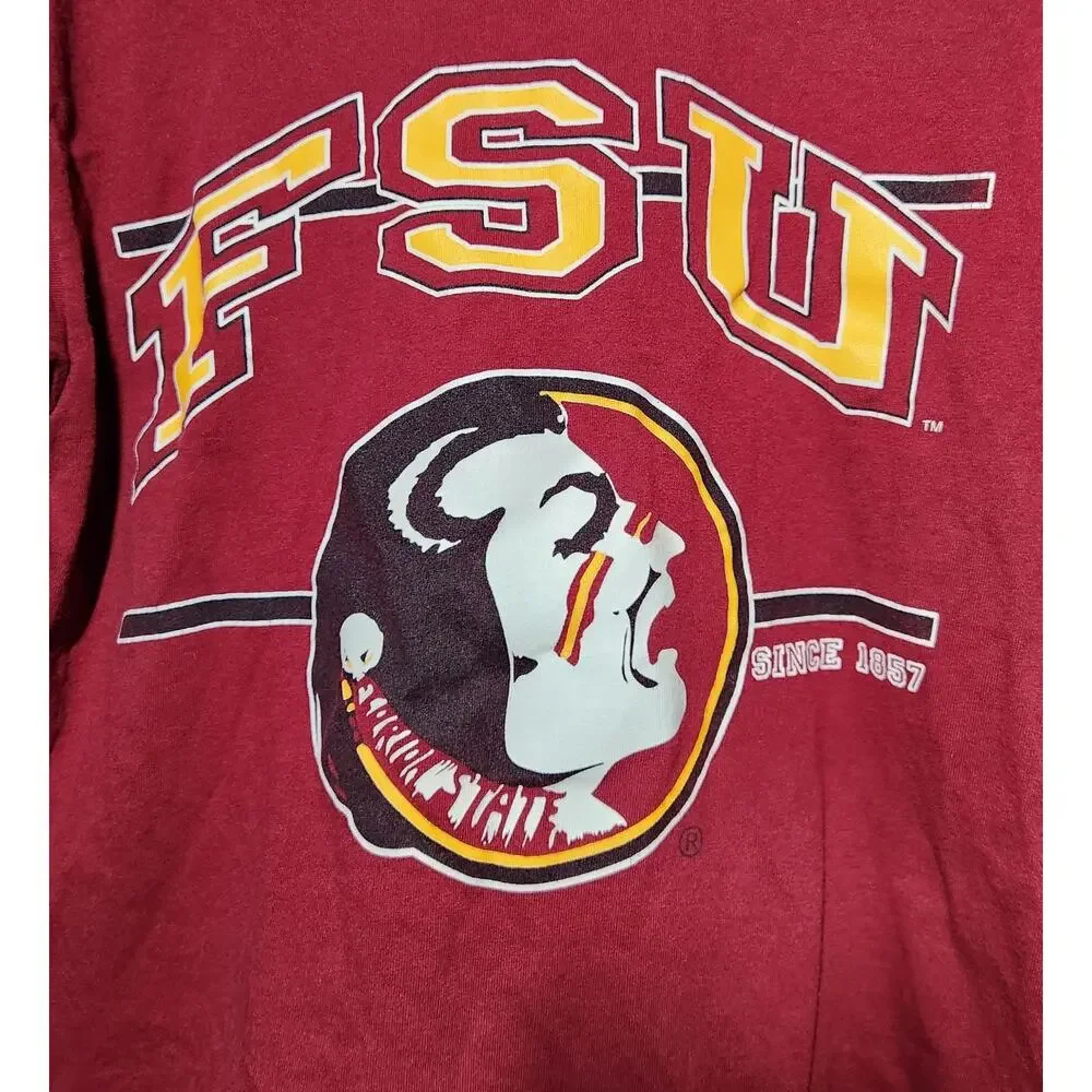 Vtg Single Stitch FLORIDA STATE SEMINOLES Maroon T-Shirt L FSU ncaa *Spots